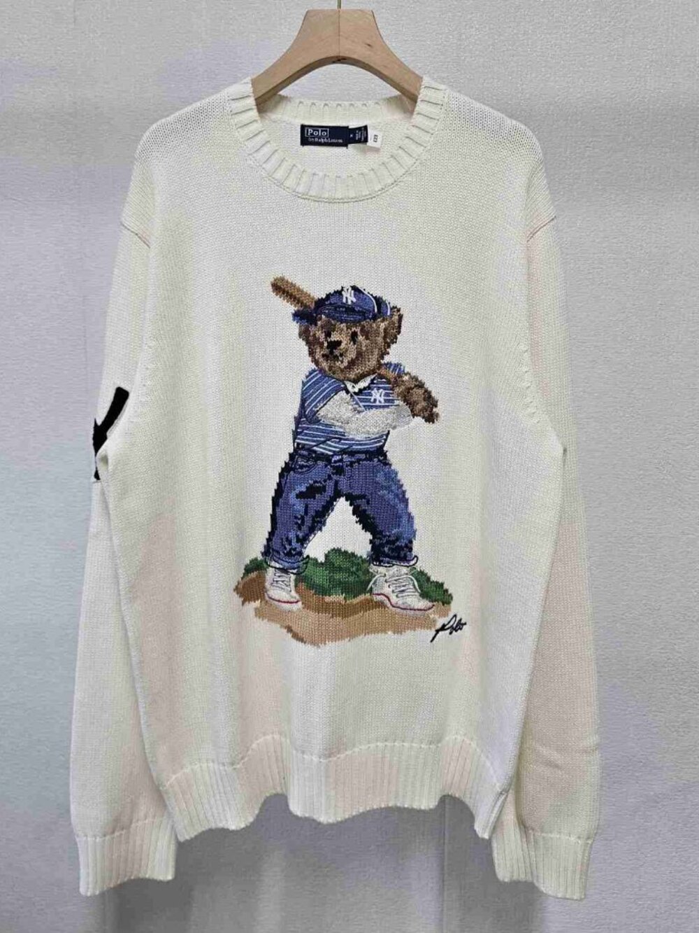 Polo Ralph Lauren x MLB Yankees Baseball Polo Bear Cream Knit Sweater